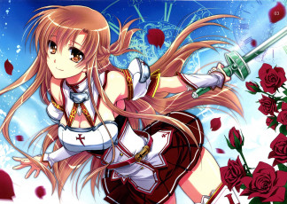 Картинка аниме sword+art+online девушка взгляд фон