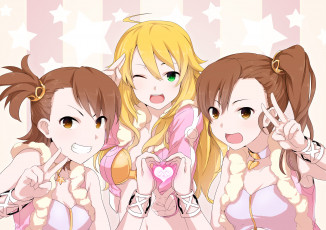 Картинка аниме idolm@ster взгляд девушки фон