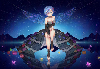 Картинка аниме re +zero+kara+hajimeru+isekai+seikatsu девушка взгляд фон ангел