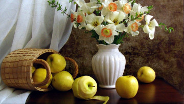 Картинка еда Яблоки нарциссы яблоки