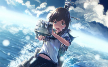 Картинка аниме kantai+collection девушка фон взгляд