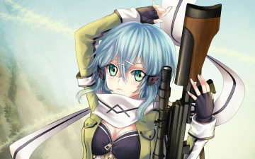 Картинка аниме sword+art+online девушка взгляд фон