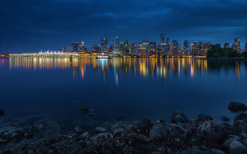 Картинка города ванкувер+ канада dusk панорама stanley park vancouver город