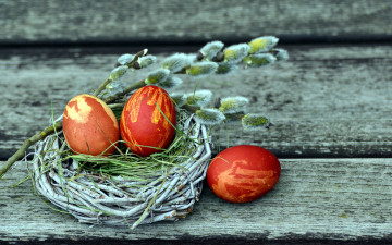 Картинка праздничные пасха крашенки верба