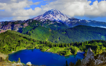 Картинка природа реки озера лес озеро гора вода синева небо