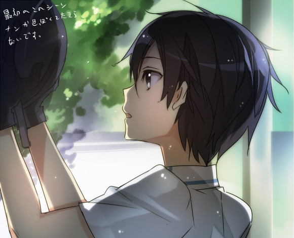 Обои картинки фото аниме, sword art online, фон, взгляд, парень