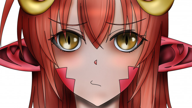 Обои картинки фото аниме, monster musume no iru nichijou, девушка, взгляд, фон