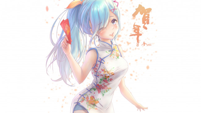 Обои картинки фото аниме, re,  zero kara hajimeru isekai seikatsu, девушка, взгляд, фон