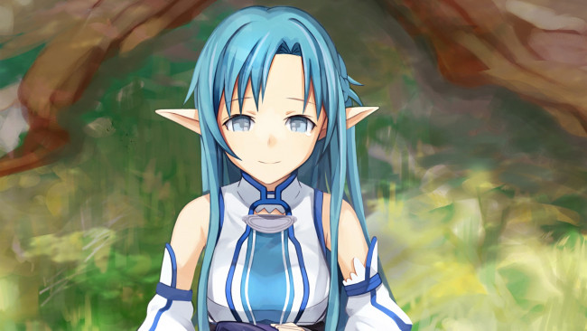 Обои картинки фото аниме, sword art online, девушка, взгляд, фон