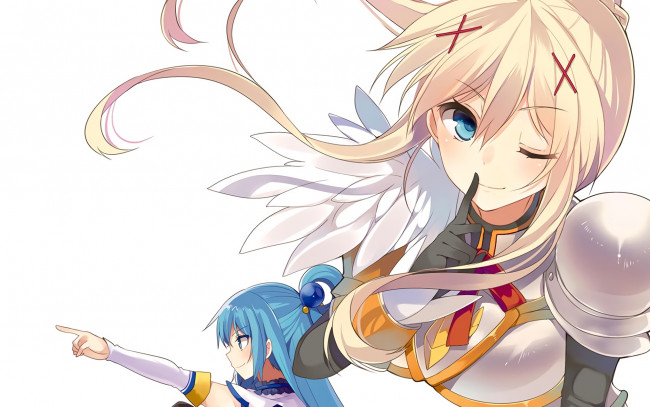 Обои картинки фото аниме, kono subarashii sekai ni shukufuku wo, девушка, взгляд, фон