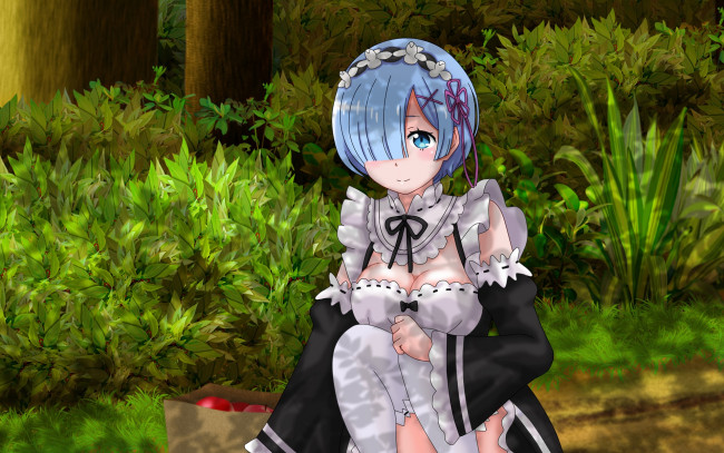 Обои картинки фото аниме, re,  zero kara hajimeru isekai seikatsu, девушка, взгляд, фон