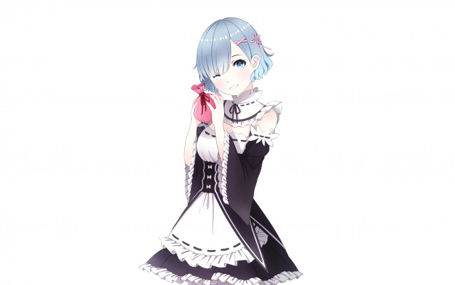 Обои картинки фото аниме, re,  zero kara hajimeru isekai seikatsu, девушка, взгляд, фон