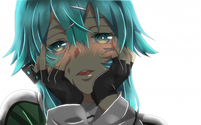 Обои картинки фото аниме, sword art online, девушка, взгляд, фон