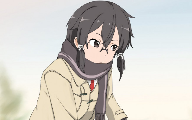 Обои картинки фото аниме, sword art online, девушка, взгляд, фон