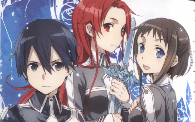 Обои картинки фото аниме, sword art online, взгляд, девушка, фон