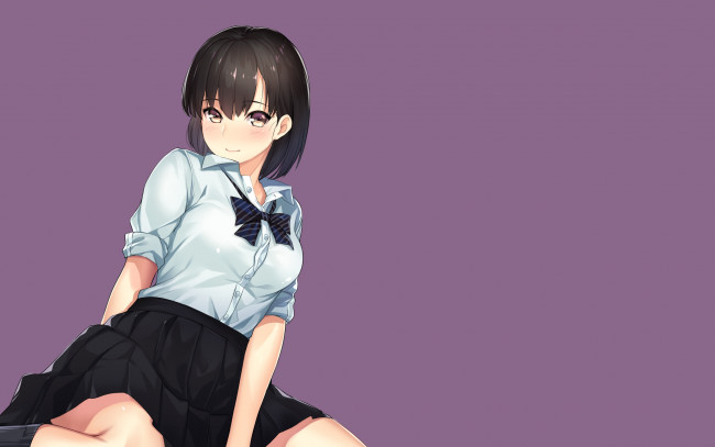 Обои картинки фото аниме, unknown,  другое, взгляд, девушка, фон