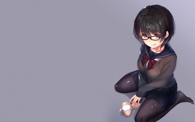 Обои картинки фото аниме, unknown,  другое, взгляд, девушка, фон