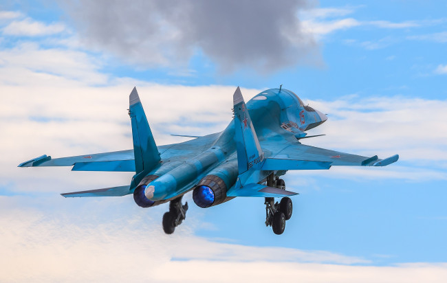 Обои картинки фото su-34, авиация, боевые самолёты, бомбардировщик