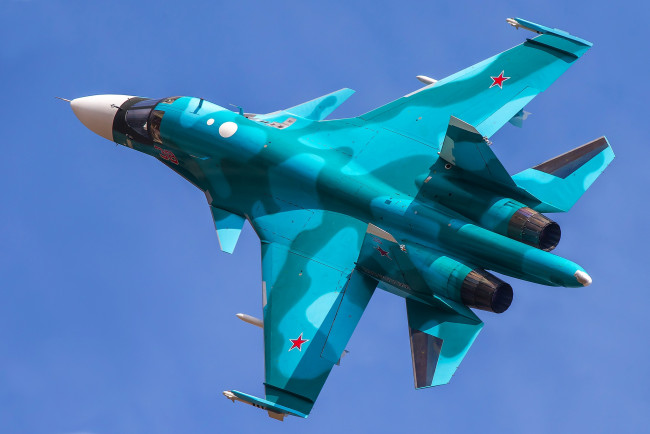 Обои картинки фото su-34, авиация, боевые самолёты, бомбардировщик