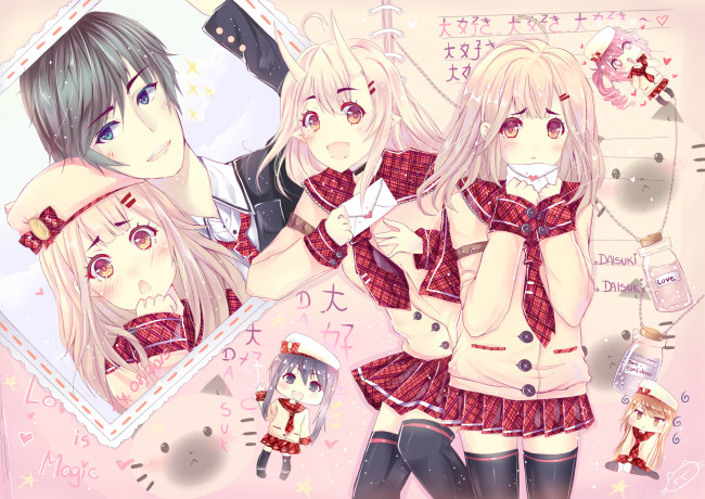 Обои картинки фото аниме, unknown,  другое, девушки, взгляд, фон