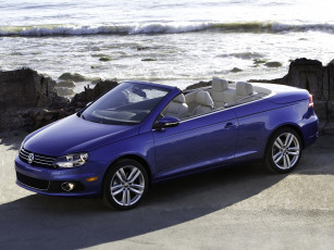 Картинка автомобили volkswagen кабриолет берег фольксваген синий камни море