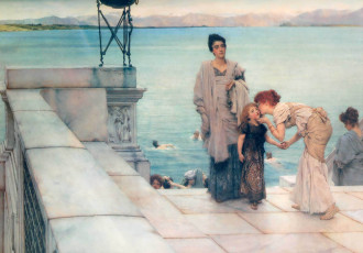 Картинка lawrence+alma+tadema рисованное lawrence+alma-tadema ступени ребенок поцелуй женщины озеро мрамор