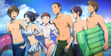 обоя аниме, kimi no na wa, пляж
