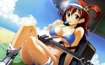 Картинка аниме музыка фон взгляд девушка