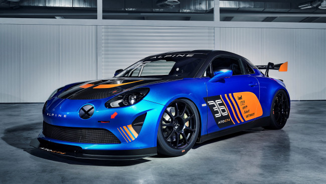 Обои картинки фото alpine a110 gt4 , 2018, автомобили, 3д, синий, купе, женевское, автошоу, geneva, motor, show, alpine, a110, gt4