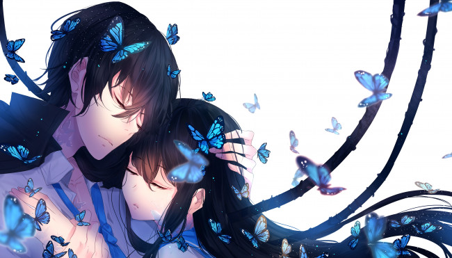 Обои картинки фото аниме, животные,  существа, пара, романтика