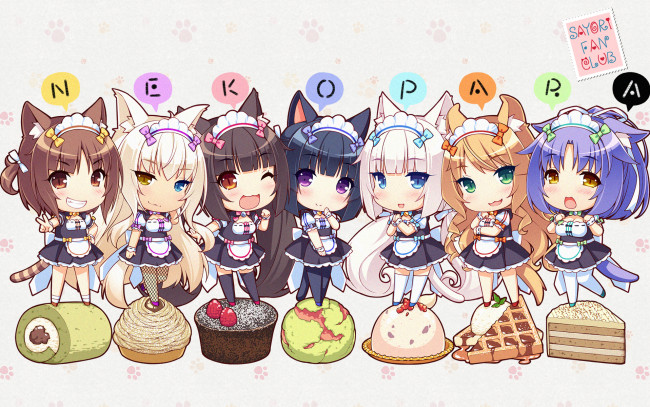 Обои картинки фото аниме, nekopara, девочки