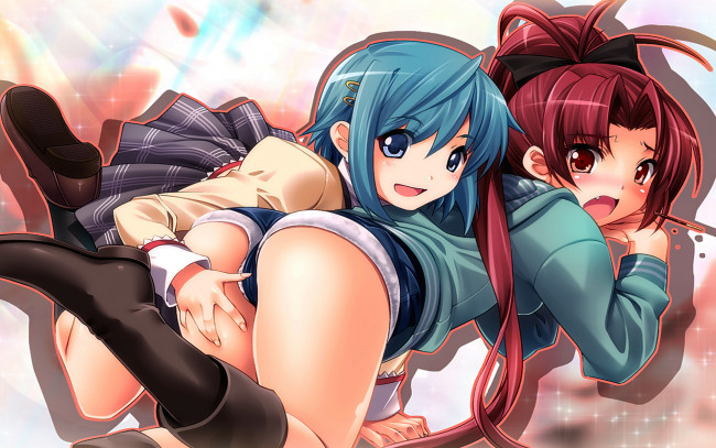 Обои картинки фото аниме, unknown,  другое , фон, взгляд, девушки