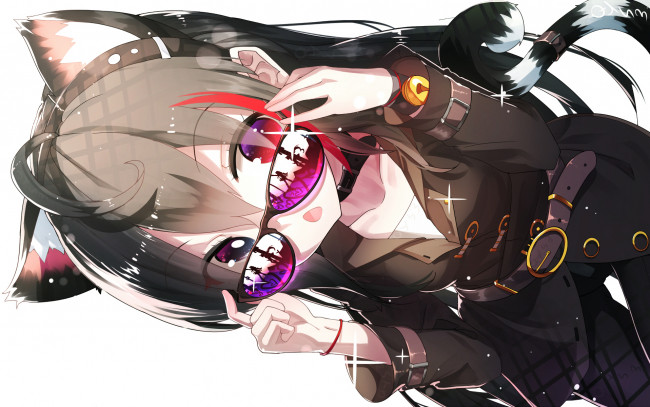 Обои картинки фото аниме, животные,  существа, девушка