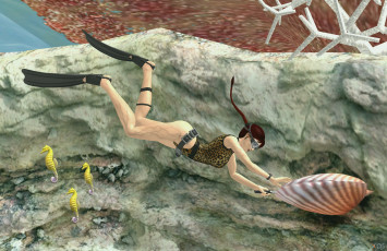 Картинка 3д+графика люди+ people девушка море фон взгляд