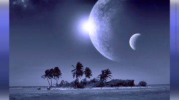 Картинка календари компьютерный+дизайн планета водоем пальма