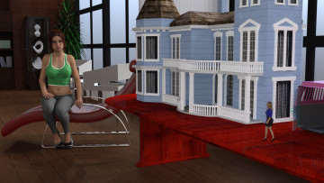 обоя 3д графика, фантазия , fantasy, фон, взгляд, девушка