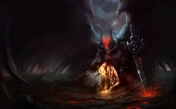 Картинка фэнтези демоны ангел девушка демон фон