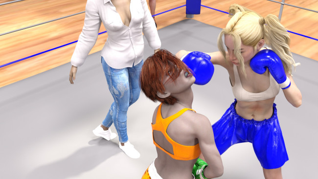 Обои картинки фото 3д графика, спорт , sport, бокс, ринг, фон, взгляд, девушки