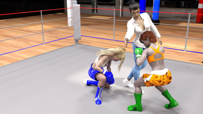 Обои картинки фото 3д графика, спорт , sport, бокс, ринг, фон, взгляд, девушки