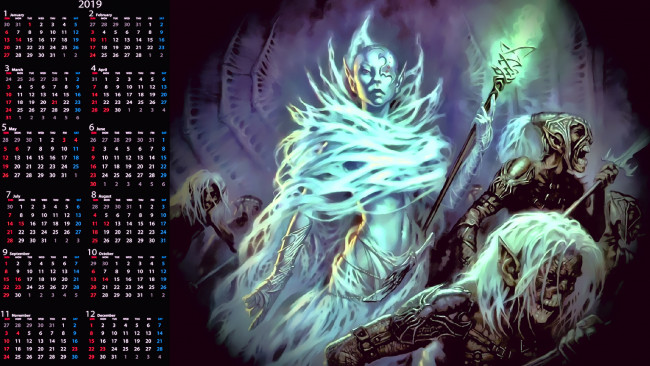 Обои картинки фото календари, фэнтези, нежить, существо, жезл, зомби