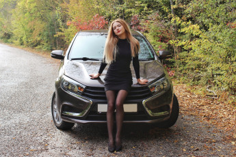 Картинка лада+веста автомобили -авто+с+девушками лада веста автомобиль ваз девушка дорога