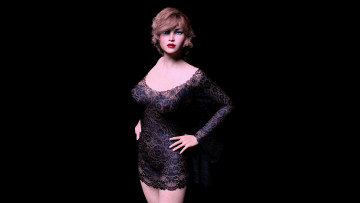 Картинка 3д+графика люди+ people девушка фон взгляд платье