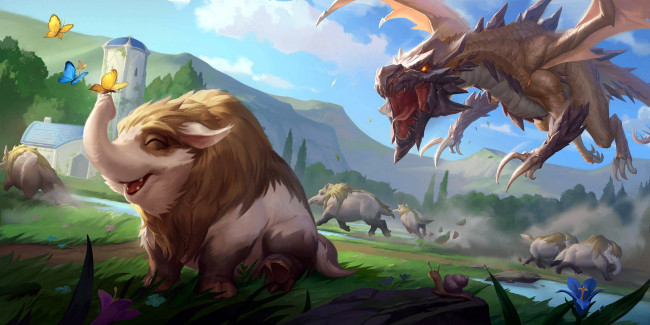 Обои картинки фото видео игры, league of legends,  legends of runeterra, животные, бабочки, дракон