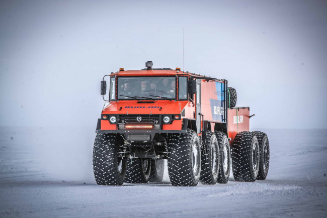 Обои картинки фото техника, вездеходы, снегоболотоход, бурлак, 6х6, прицeп, арктика