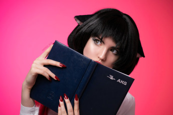 Картинка девушки -+креатив +косплей косплей образ брюнетка ушки блокнот