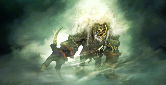 Обои картинки фото видео игры, mummy online, монстр, клыки, когти, черепа, туман