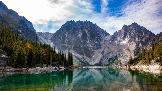 Обои картинки фото colchuck lake, washington, природа, реки, озера, colchuck, lake