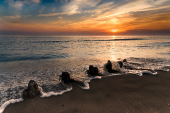 Картинка природа восходы закаты море закат камни