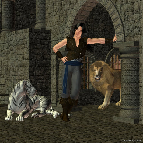 Обои картинки фото 3д, графика, fantasy, фантазия, мужчина, звери