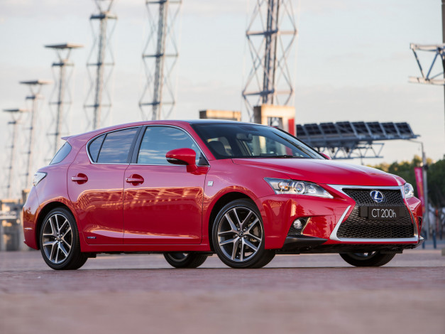 Обои картинки фото автомобили, lexus, ct, 200h, f-sport, au-spec, 2014, красный